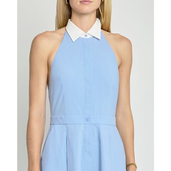 O.P.T Sloane Cotton Button-Up Dress Sleeveless Light Blue Size 6 NWT - Picture 2 of 12